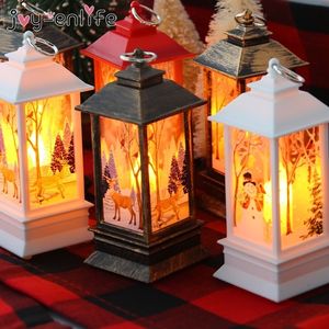 Décorations de Noël pour la maison Lanterne Led Bougie Bougies chauffe-plat Ornements d'arbre de Noël Père Noël Elk Lampe Kerst Année Cadeau Y201020