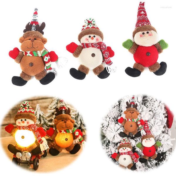 Décorations de Noël pour la maison décoration de poupée LED à piles bonhomme de neige cerf père noël pendentif