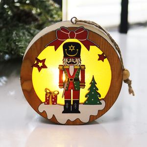 Decoraciones navideñas para el hogar Cascanueces de madera LED árbol de luz colgante linterna artesanía navidad natal Noel colgante Y201020