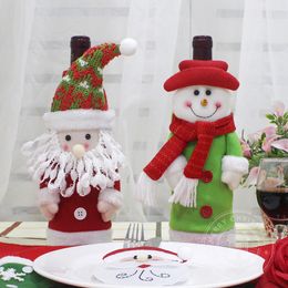 Décorations de Noël pour la maison Santa Claus Wine Bottle Cover Snowman Stocking Stocking Gift Carners Ordin