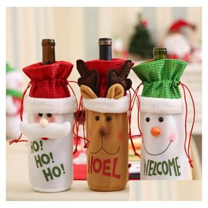 Decorações de Natal para casa Papai Noel Garrafa de vinho Er Snowman Stocking Gift Holders Xmas Navidad Decor Feliz Ano Gota Entrega Dheib