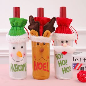 Adornos navideños para el hogar, funda para botella de vino de Papá Noel, calcetín de muñeco de nieve, soportes de regalo, decoración navideña, Año Feliz de913