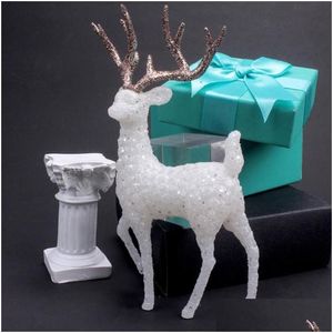 Décorations de Noël Forêt Elk Cristal Cerf Blanc Flash Gâteau Dessert Table Décor Joyeux Pour La Maison 2022 Enfants Naviidad Cadeaux Noël Ot0Av