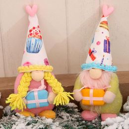 Kerstdecoraties Forest Old Man Doll Decoratie met top hart Bright Color Xmas Gnome Ornamenten met geschenkdoos Warme sfeer