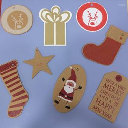 Kerstdecoraties gratis schip 20/30/40/ 50 stcs papier cadeau -tags diy multi style ambachten hangen tag met touwlabels benodigdheden