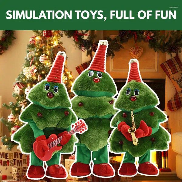Decoraciones navideñas divertidas árboles de baile muñeca toyes para cantar decoración de halloween para niños