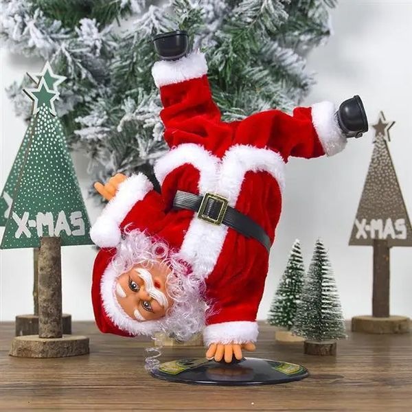 Décorations de Noël Musique électrique drôle Rotation inversée Hip Hop Danse Père Noël Poupées Jouets pour cadeau de vacances Intérieur Extérieur 231202