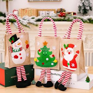Décorations de Noël Sac cadeau de poupée à longues jambes drôle Emballage portable en tissu pour la maison de Noël