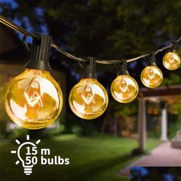 Décorations de Noël G40 Guirlandes extérieures Globe Patio LED Connectable Suspendu pour jardin porche balcon décor de fête 212 Dhwkv