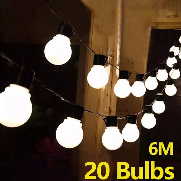Decoraciones navideñas G50 Globe Bulb LED Fairy String Light Luces al aire libre Calle Boda Jardín Patio Decoración navideña Luz 230918