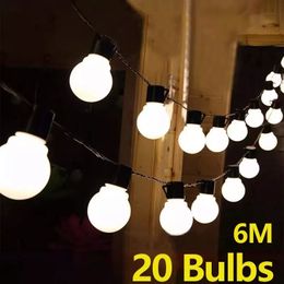 Décorations de Noël G50 Street Garland Ampoules LED Fairy String Light Lumières extérieures Jardin Patio Décoration de Noël 231207
