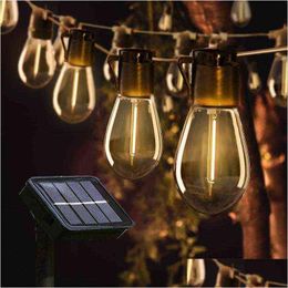 Kerstversiering Tuin Solar Light Garland Bb Edison Lichtslingers Retro Glazen Fee Lamp Outdoor Waterdichte Feestdecoratie G0 Dhfwh