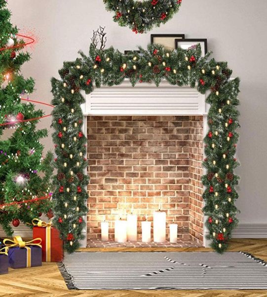 Décorations de Noël Garland Vine suspendue artificielle avec baies rouges pour escaliers Fiche de cheminée Mantel intérieur Décor extérieur 220926195187