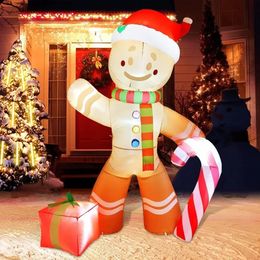 Kerstversiering gigantische opblaasbaar peperkoekmannetje voor buitendecoratie Kerstdecoratie met snoepthema Opblaasbaar peperkoekmannetje met snoepthema 231024