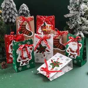 Décorations de Noël Sac cadeau Bowknot Flocon de neige Rouge Bonbons à la main Mignon Père Noël Traîneau Bonhomme de neige Joyeux pour les enfants 2023