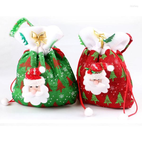 Decoraciones navideñas Bolsa de regalo Bolsas de tela para dulces Decoración navideña Saco de Papá Noel Regalos para niños Titulares