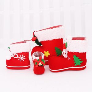 Décorations de Noël sac cadeau porte-bonbons décor de fête à la maison bottes de père noël enfants Mini décoration d'arbre de noël