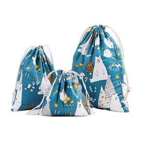 Décorations de Noël Sac Cadeau Coton Lin Toile Cordon Sac Sacs Avec Xmas Banane Noix De Coco Pastèque Ananas Fruit Pour Cadeaux RH1903