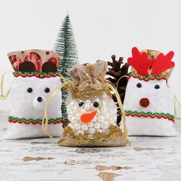 Kerstversiering Cadeauzakje Sieraden Verpakking Zakken Koekjes Snoep Trekkoord Inpakpapier Sneeuwpop Elanden Kerstman Kerstvakantiebenodigdheden