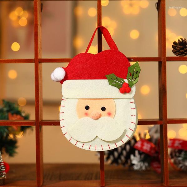 Bolsa de regalo con decoraciones navideñas para mujer, bolso creativo con apliques altos, tela de caramelo, decoración del hogar roja