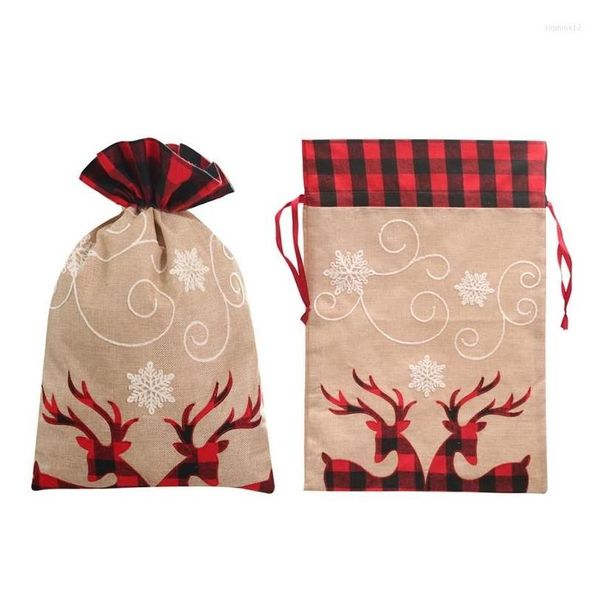 Décorations de Noël Sac cadeau Wrap Big Tissu Durable Mouvement précis de l'aiguille Vacances en famille Grande capacité Attachez le Dstring Drop de Dhqth