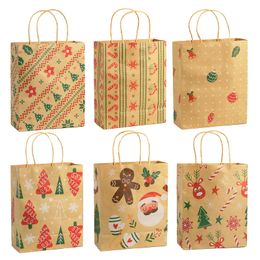 Adornos navideños Bolsas de regalo Papel Kraft para envolver vacaciones con estampados para favores de fiesta Caja de Navidad Embalaje Entrega directa 2022 Yydhhome Amvey