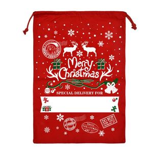 Kerstdecoraties Geschenktassen Grote biologische zware canvas Santa Sack Drawingtas met stripbriefpatronen Verstelbare lengte Feestelijke voorraden RRE14645