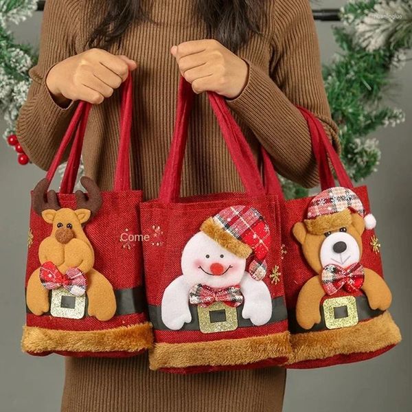 Decoraciones navideñas, bolsas de regalo, Papá Noel, muñeco de nieve, ciervo, bolso de mano para dulces, bolso de Navidad, paquete de decoración feliz, año 2024