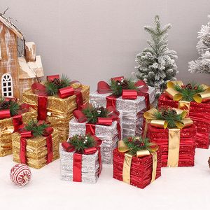 Kerstversiering Geschenkdoos Paillettenstof Kerstcadeaudoos Driedelig Stapelitem Feestelijke Scène Decoratie Supply