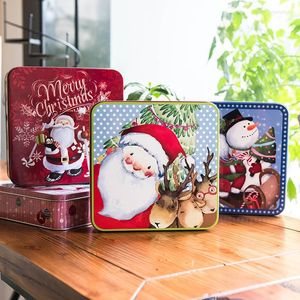 Kerstdecoraties Geschenkdoos vierkant koekje opberg tin snoepvoedsel groot