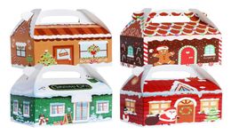Décorations de Noël Boîtes-cadeaux Cookie Treat 3d de Noël en carton de maison à pignon pour la fête de fête des bonbons Fournitures de faveur donnant Bingdund4465364