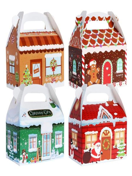 Décorations de Noël Boîtes-cadeaux Cookie Treat 3d de Noël en carton de maison pour les bonbons de fête des vacances favorises des fournitures donnant Bingdund6821967
