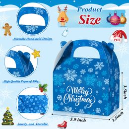 Décorations de Noël Coffrets cadeaux Enfants BK avec poignées Treat Goody Candy Card 3D Mignon Fête de Noël Vide Favorblue Snowflakes Style Drop Ot1Qn