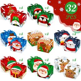 Décorations de Noël Coffrets cadeaux avec arc 3D Noël vacances Goodie papier bonhomme de neige carton friandise pour enfants Party Favors fournitures 4.7 X 3. Ot9W8