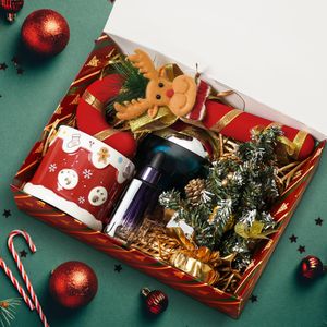 Décorations de Noël Coffrets cadeaux avec couvercles 10.6x8x3 Papier kraft Grande boîte pour cadeaux Arbre Présent Candy Cookie Ruban et adhésif D Otq0C