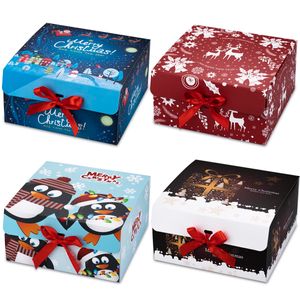 Décorations de Noël Coffrets cadeaux avec couvercles et motif à thème de ruban rouge petit pour cadeaux cadeaux faciles à assembler livraison directe Ottdf