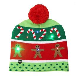 Kerstdecoraties cadeau Kid Festival Volwassenen Zacht feestdecor Warm vakantie LED Home Beanie Hat Glowing with Light1