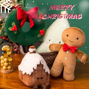 Christmas Decorations Gingerbread Man Cushion Pillow Xmas Tree House Ginger Bread Garland Ornament Stuffed Plush Toy Decor Doll for Kid Gift 221128