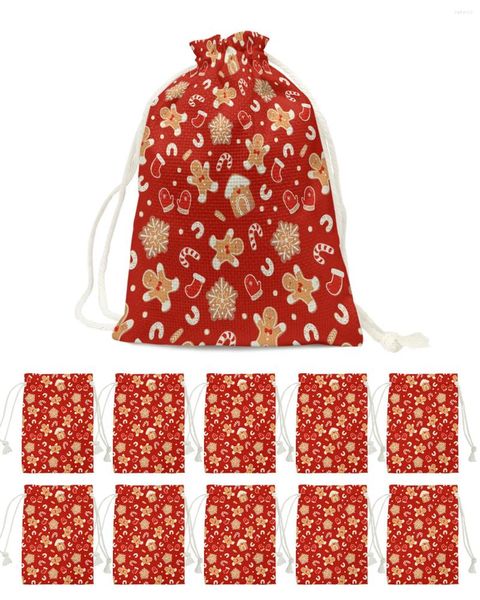 Decoraciones navideñas, bolsas de regalo para hombre de jengibre, bolsa con cordón, bolsa para aperitivos y dulces, almacenamiento de embalaje