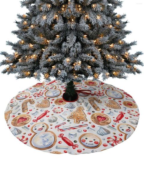 Decoraciones navideñas Hombre de jengibre Muñeco de nieve Falda de árbol Navidad para suministros para el hogar Faldas Cubierta de base