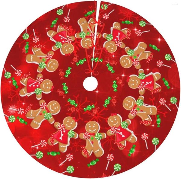 Decoraciones navideñas de pan de jengibre, falda de árbol de piruleta de caramelo dulce de Papá Noel, adornos navideños para decoración