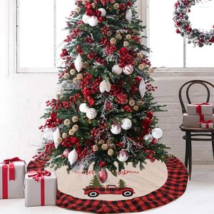 Decoraciones navideñas Gingham 120 cm Base de árbol Vestido Regalos Fiesta Artículos de decoración del hogar Falda de coche de dibujos animados