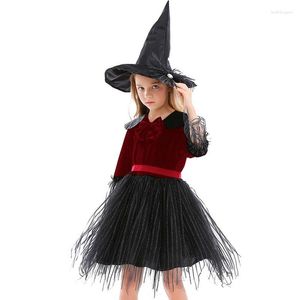 Kerstdecoraties meisjes Halloween kostuums cosplay feest kostuum jurk en hoed maskerade wizard fancy voor kinderen