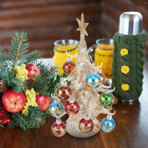Décorations de noël artisanat en verre, ornements d'arbre pour la maison, bricolage (grand jaune), décor de Table, Mini arbres, fête à manger de noël