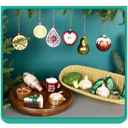 Décorations de noël ornements en verre décorations d'arbre de noël accessoires pour la maison gâteau aux fruits et légumes année décor d'arbre nouveautés Navidad 231027