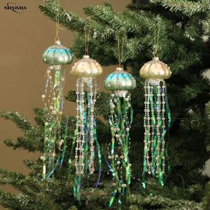 Décorations de Noël Perles de verre Méduses Décorations suspendues Arbre de Noël Pendentif Ornements de Noël Carillons éoliens suspendus 231024