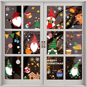 Décorations de noël autocollants en verre 6 styles père noël fenêtre de noël joyeux décor pour la maison 2022 enfants faveur Navidad