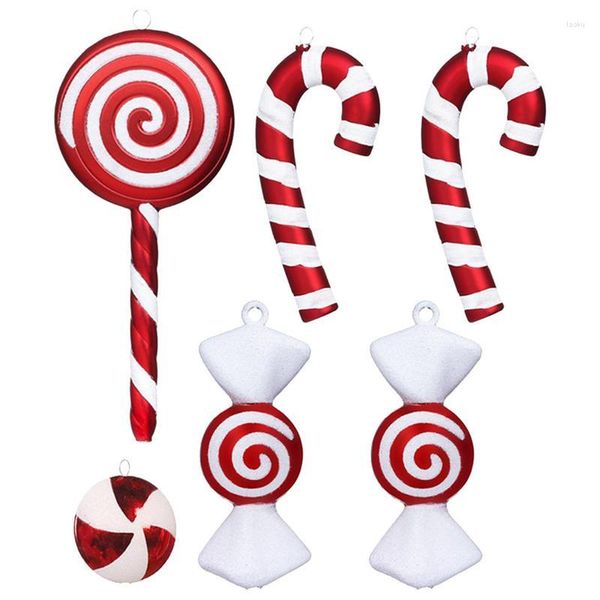 Décorations de Noël Glitter Candy Cane Lollipop Ornements Suspendus Décor Arbre Pour