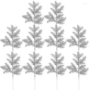 Décorations de noël feuilles scintillantes 10 pièces/ensemble, fausses plantes, tiges de feuilles, ornement d'arbre, décor de centres de Table