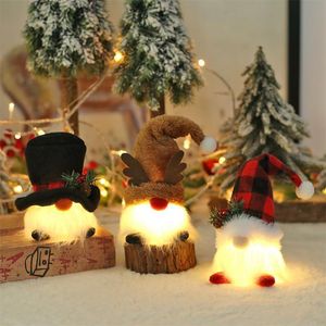 Kerstdecoraties gloeiende gezichtsloze pop led Lumineuze pluche kabouters Xmas boom hanger dwerg ornamenten thuisfeest 220914